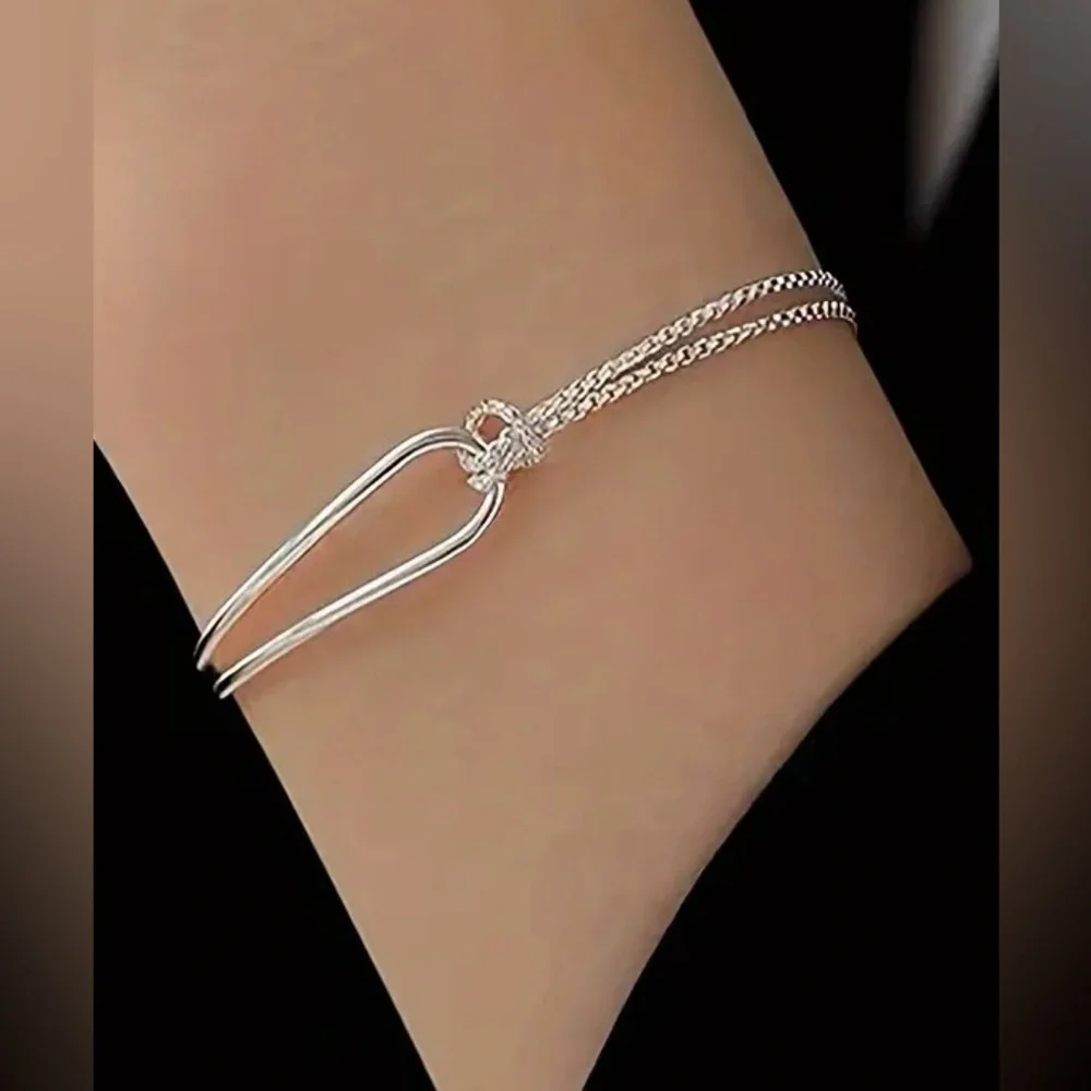 .925 Sterling Silver Chain and Knot Boho
Bracelet in Gift Box -  NIB - Picture 2 of 8